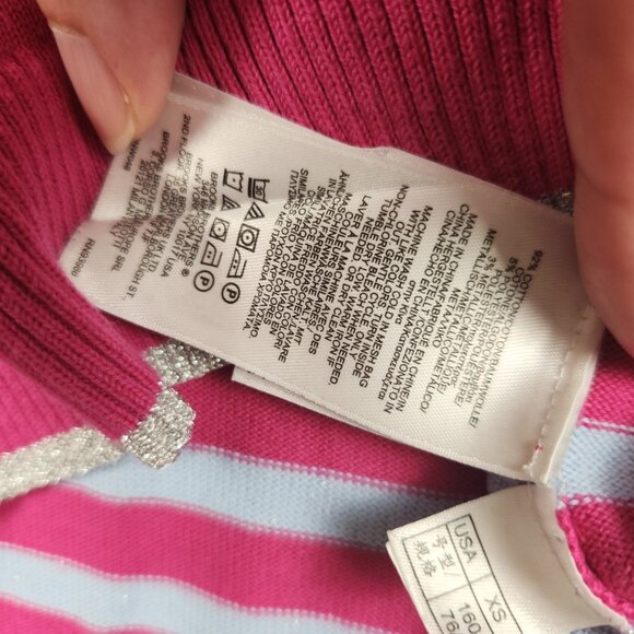 Brooks Brothers Pink and Silver Metallic Striped Womens Sweater Top Size XS - Picture 5 of 9